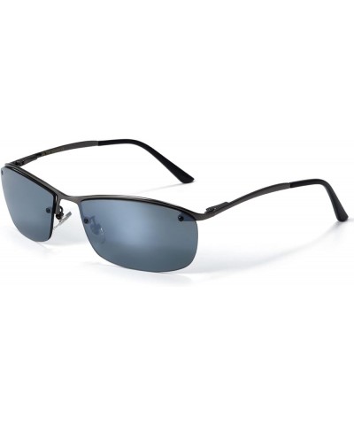 Polarized Wrap Sunglasses for Men Women Small Rectangle Rimless Cool Sport Sun Glasses UV400 Protection C21 Mirror Silver $9....