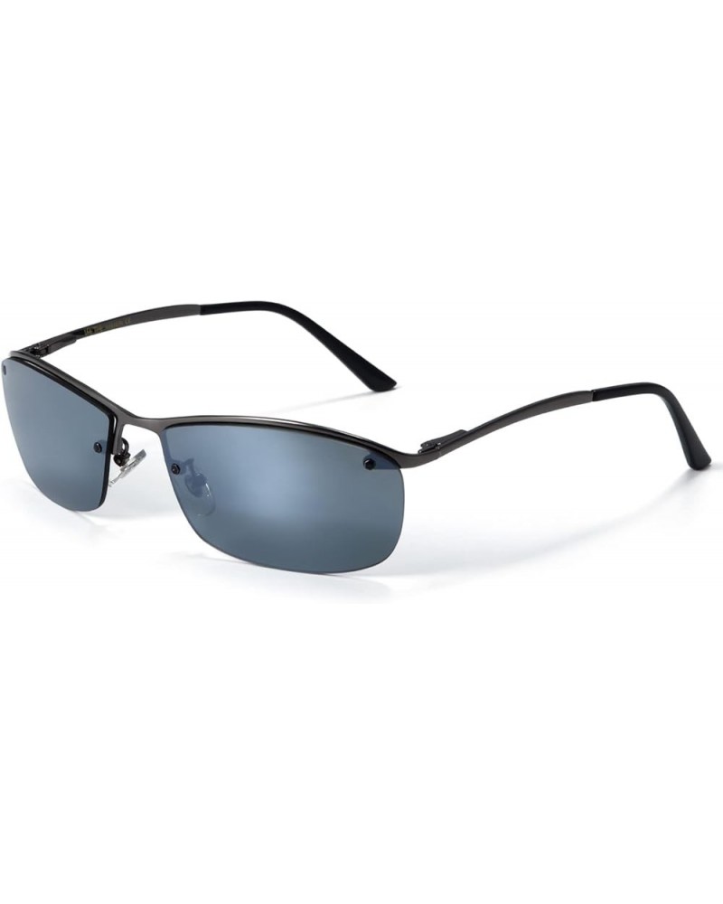 Polarized Wrap Sunglasses for Men Women Small Rectangle Rimless Cool Sport Sun Glasses UV400 Protection C21 Mirror Silver $9....