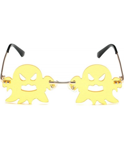 Devil Shaped Sunglasses for Women Men Vintage Rimless Lrregular Sun Glasses Retro rave Party Halloween Eyeglasses Yellow $11....