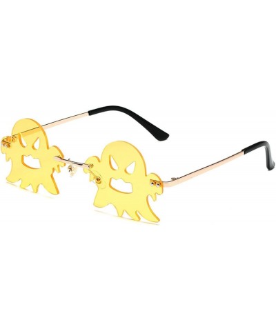 Devil Shaped Sunglasses for Women Men Vintage Rimless Lrregular Sun Glasses Retro rave Party Halloween Eyeglasses Yellow $11....