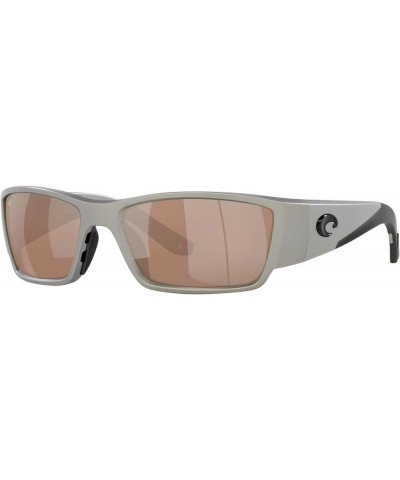 Men's Corbina Pro Rectangular Sunglasses Silver Metallic/Copper Silver Mirrored Polarized 580g $124.74 Rectangular