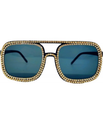 Women's Rhinestone Bling Sunglasses - Oversized Square Crystal Shades Black07-1 $11.79 Square
