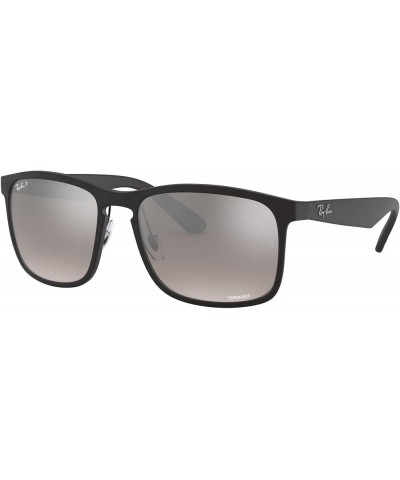 Men's Rb4264 Chromance Square Sunglasses Matte Black/Polarized Grey Mirrored Silver $80.91 Aviator