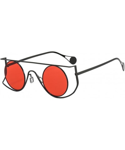 Vintage Round Sunglasses Men Small Frame Alloy Sun Glasses Female UV400 Driving Shades Steampunk Goggles Eyewear C3black-red ...