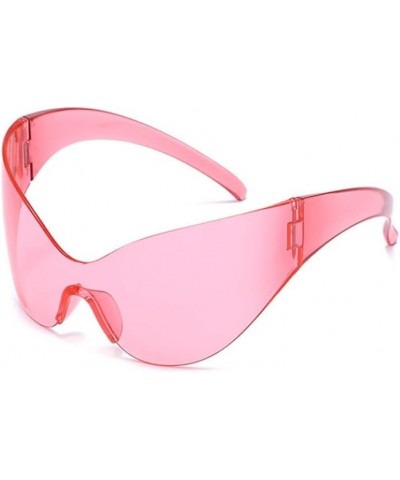 Oversized Shield Futuristic Sunglasses for Women Men Alien Fashion Y2K Wrap Around Visor Sun Glasses Shades Pink $10.75 Shield