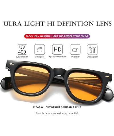 Square Sunglasses for Women Men Trendy Thick Frame Sun Glasses Black Shades A2 Black/Yellow $10.00 Square