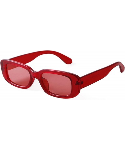 Rectangle Sunglasses for Women Men Retro 90s Sunglasses Trendy Black Tortoise Shell Glasses Y2K Red $10.05 Aviator