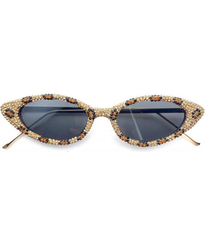 Diamond Cat Eye Sunglasses Women Fashion Small Frame Crystal Rhinestone Sunglasses for Female Trendy Rave Party Glasses Leopa...