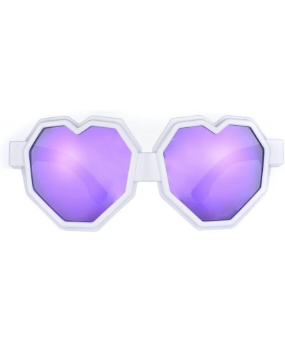 Oversized Heart Sunglasses Women Big Mirror Lens Goggle Sun Glasses Men Punk Chic Mask Sun Glasses Purple $10.90 Oversized