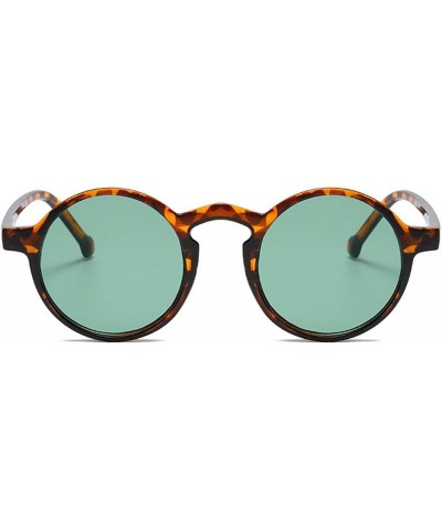 Retro Round Sunglasses Women Brand Vintage Small Frame Brown Sun Glasses Ladies Fashionable Style Men Punk Eyewear 2pcs-leopa...