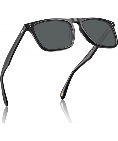 Acetate Polarized Sunglasses for Men UV Protection Fashion Retro Cool Sun Glasses Driving Fishing Golf Eyewear A1. Black Fram...