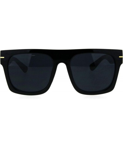 Vintage Retro Thick Plastic Flat Top Horn Rim Mob Sunglasses All Black $7.62 Rectangular