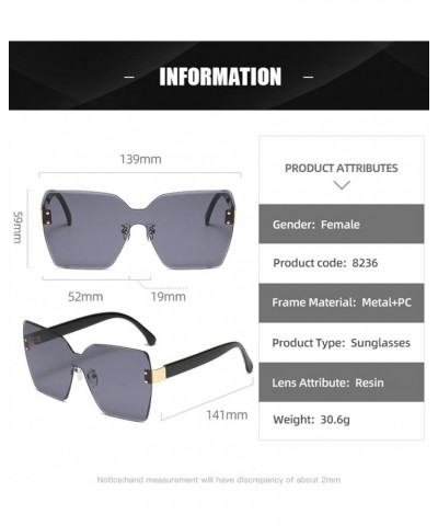 Large Frame Rimless Sunglasses for Men and Women, Internet Celebrity Outdoor Holiday Party Glasses (Color : B, Size : Medium)...
