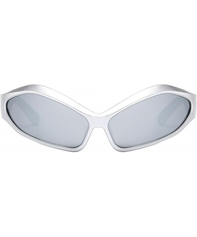 Fashion Punk Irregular Sports Sunglasses Women Men Y2K Sun Glasses Female Silver Black Shades Silver $9.50 Goggle