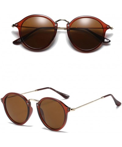 Men's sunglasses round vintage classic women's summer sports sunglasses versatile glasses Brown $10.08 Round