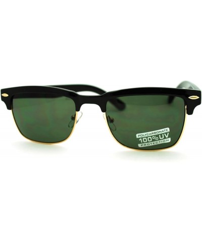 Classic Square Sunglasses Rectangular Half Horn Rim Shades Black green $7.48 Rectangular
