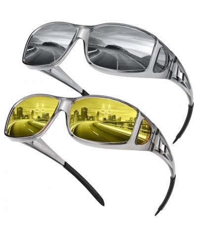 Fitover Sunglasses & Night Vision Glasses, HD Polarized Anti Glare Wrap Around Sun Glasses for Men & Women $29.02 Designer