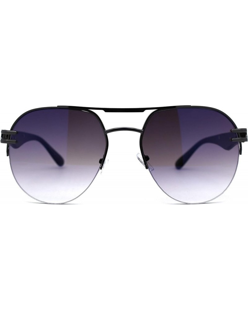 Luxury Half Rim Tear Drop Shape Round Pilots Sunglasses Gunmetal Blue Mirror $10.57 Round