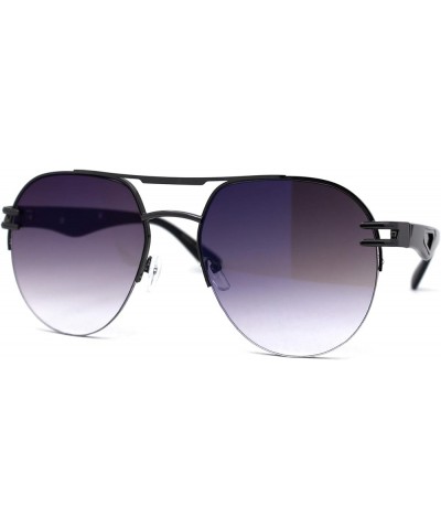 Luxury Half Rim Tear Drop Shape Round Pilots Sunglasses Gunmetal Blue Mirror $10.57 Round
