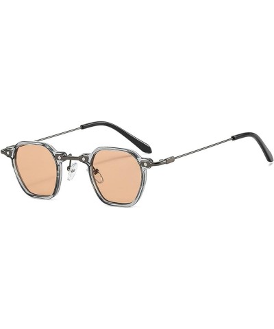 Vintage Rock Punk Man Sunglasses Classic Small Square Women Eyewear Champagne $9.87 Square
