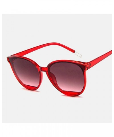 Fashion Oval Sunglasses Red Women Round Frame Sunglasses C6 PalePinkishGrey $12.41 Designer