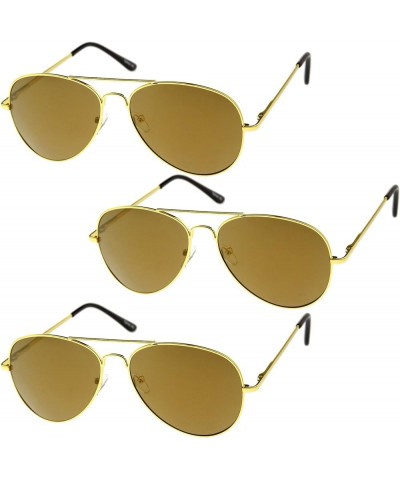 Classic Metal Frame Spring Hinges Color Mirror Lens Aviator Sunglasses 56mm 3-pack | Gold $10.81 Rimless