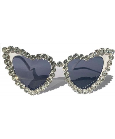 Fashion Heart Women Rhinestone Sunglasses Retro Bling Heart Sun Glasses Ladies Diamond Party Sunglasses Pink Eyewear White $1...