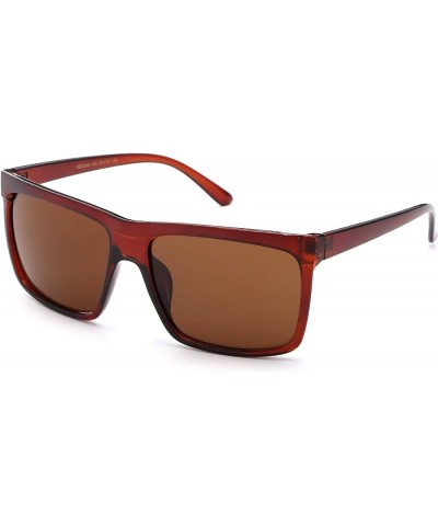 Flat Top Square Gradient Frame Womens Mens Super Oversized Unisex Fashion Sunglasses Brown/Brown Brown $6.23 Oversized
