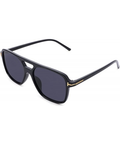 Retro Square Aviator Sunglasses for Women Men, Large Frame 70s UV400 Protection Sun Glasses Black Frame | Grey Lens $12.74 Av...