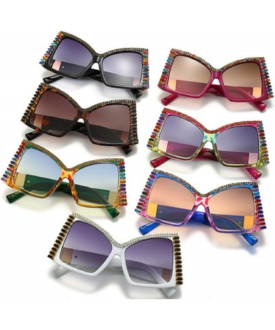 Cat Eye Sunglasses For Women Fashion Rhinestone Sunglasses Shiny Party Sun Glasses Female Gradient Butterfly Glasses White $1...