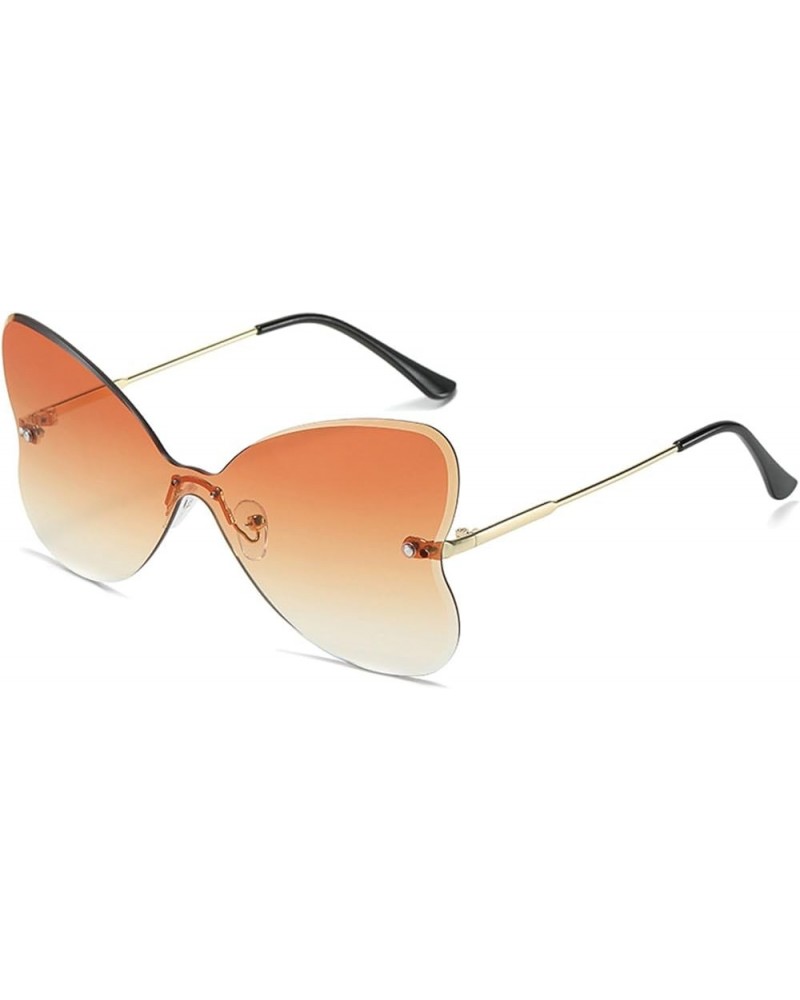 Trendy Butterfly Sunglasses for Women, Women's Cute Rimless Butterfly Sun Glasses UV400 Protection Brown $10.79 Rimless