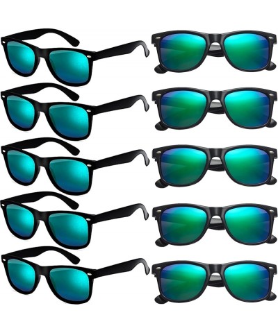 Wholesale Sunglasses Bulk for Adults Party Favors Retro Classic Shades Black Frame+green Mirror Lens 10 Pack $8.82 Wayfarer