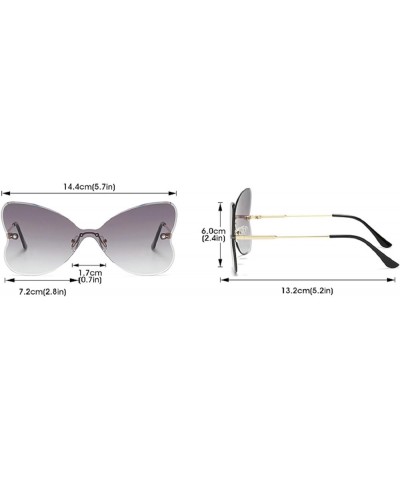 Trendy Butterfly Sunglasses for Women, Women's Cute Rimless Butterfly Sun Glasses UV400 Protection Brown $10.79 Rimless
