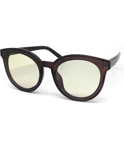 7296 Premium Oversize Womens Mens Funky Fashion Candy Flat Tint Sunglasses Premium BROWN/ CLEAR YELLOW $9.66 Oversized