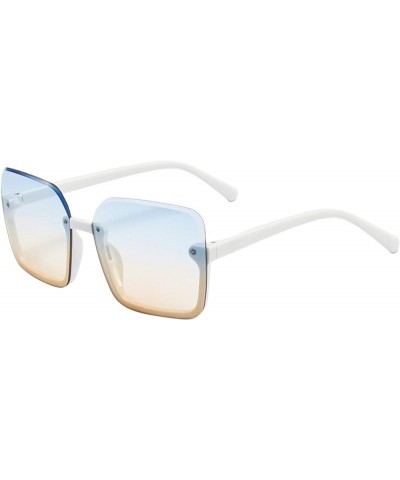 Sunglasses Women Sunglasses Retro Rectangle Eyewear Vintage Glasses Sunscreen Beach Sunglasses O for Women Blue $8.00 Aviator