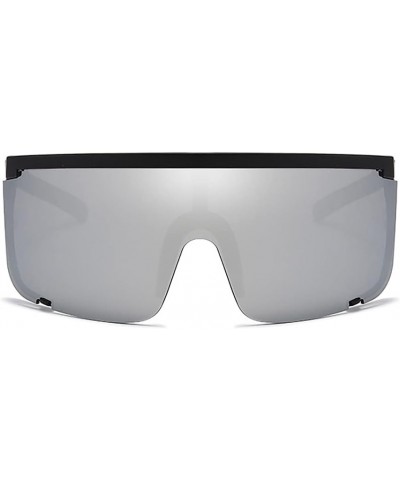 Large Wrap Around Cybertic Full Coverage Sunglasses Black Frame With Silver Mirror Lens $11.99 Rectangular