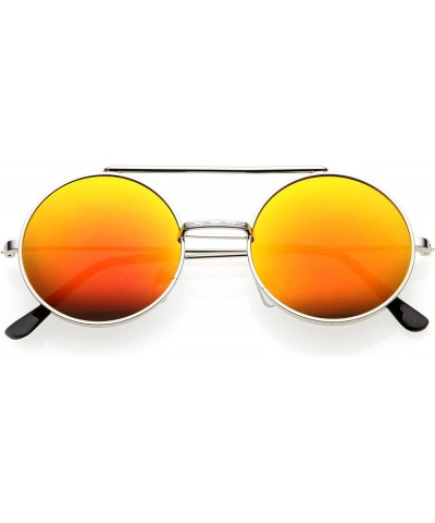 Mid Size Flip-Up Colored Mirror Lens Round Django Sunglasses 49mm Silver / Red-orange Mirror Mirrored $9.34 Round