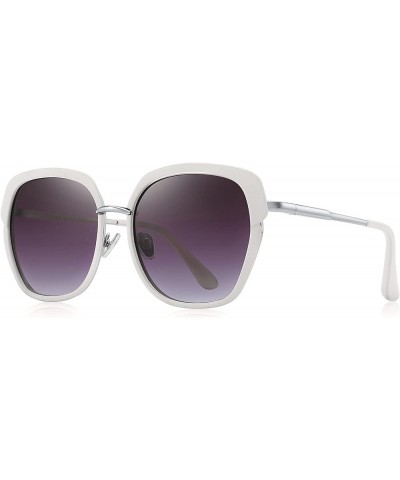 Vintage Oversized Shield Frame Women's Polarized Sunglasses Holiday Sunglasses for Women with Gift Box O6371 White&gray $10.0...