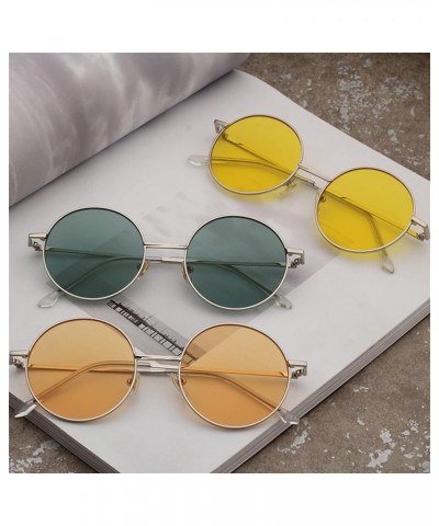 Men and Women Metal Round Sunglasses Outdoor Vacation Decorative Sunglasses (Color : E, Size : 1) 1 B $13.60 Designer