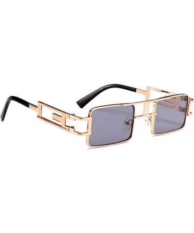 Retro Rectangle Steam Punk Sunglasses Men Women Small Square Sun Glasses Vintage Metal Frame Driving Eyewear Gray $10.01 Square