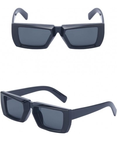 White Rectangular Sunglasses Women Punk Square Sun Glasses Men Shades C1 Bright Black $19.90 Rectangular