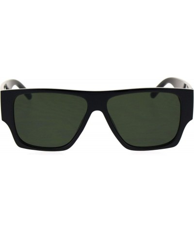 Mens Thick Arm Flat Top Gangster Mob Plastic Sunglasses Black Green $8.07 Rectangular