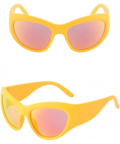 Y2k Accessories Y2k Sunglasses Womens Sunglasses Trendy Y2K Glasses Oversized Sunglasses Womens Wrap Around Yellow $10.49 Ove...