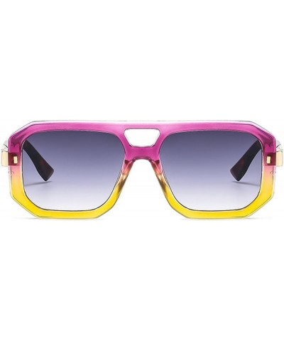 70s Square Sunglasses for Women Men Vintage Trendy Rectangle Square Thick Frame Double Bridge Sun Glasses Purple $9.45 Square