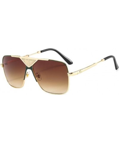 Fashion Protable Big Square Metal Men Sunglasses Women Vintage Gradient Tinted Sun glasses Ladies Tea $60.21 Sport