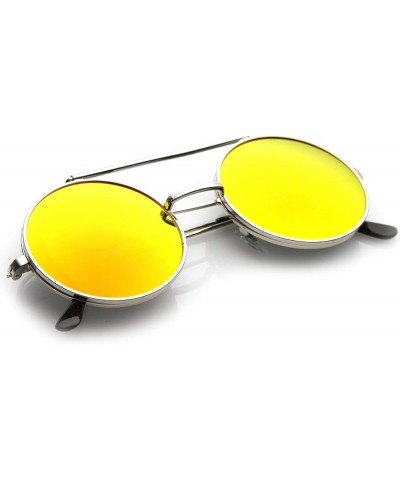 Mid Size Flip-Up Colored Mirror Lens Round Django Sunglasses 49mm Silver / Red-orange Mirror Mirrored $9.34 Round