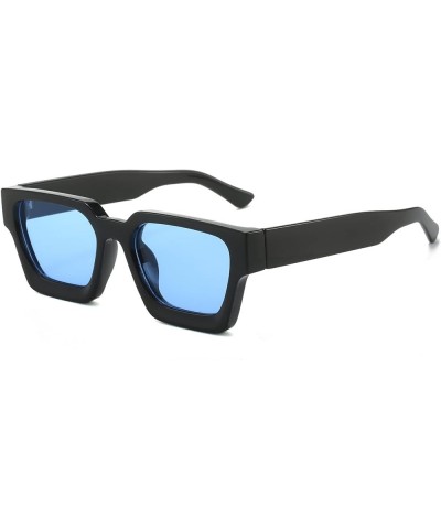 Thick Square Frame Sunglasses for Women Men Fashion Chunky Rectangle Sun Glasses Black Shades 11 Black/Ocean Blue $13.16 Desi...