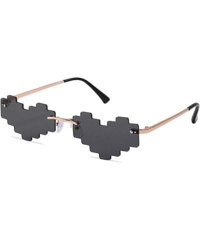 Personality Heart Sunglasses Fashion Frameless Love Sun Glasses Metal Frame Lovely Heart Style for Women Black $11.13 Heart
