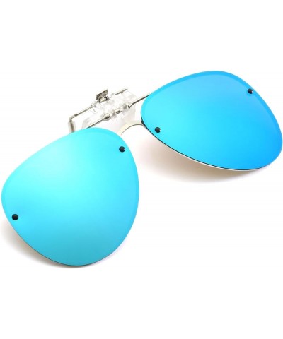 Polarized Clip on Sunglasses - Anti-Glare Pilot Glasses for Men Women Flip Up Rimless Clip Eyewear Driving Outdoor Blue $9.50...
