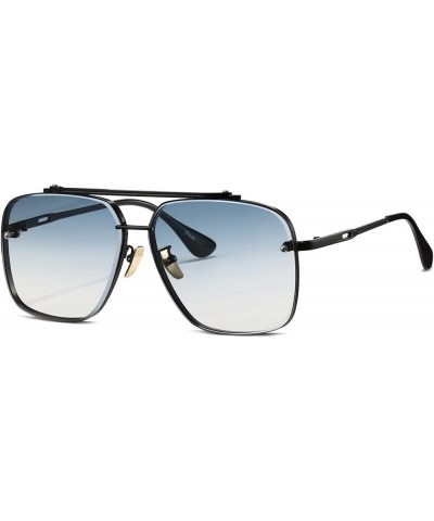 Fashion Oversized Square Aviator Gradient Sunglasses For Men Women Vintage Metal Sun Glasses 63mm C9 Black Frame/Gradient Blu...